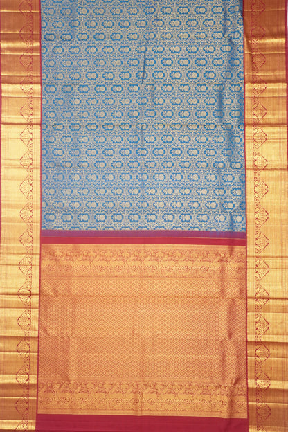 Kanchipuram Silk Brocade Blue Saree