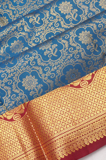 Kanchipuram Silk Brocade Blue Saree