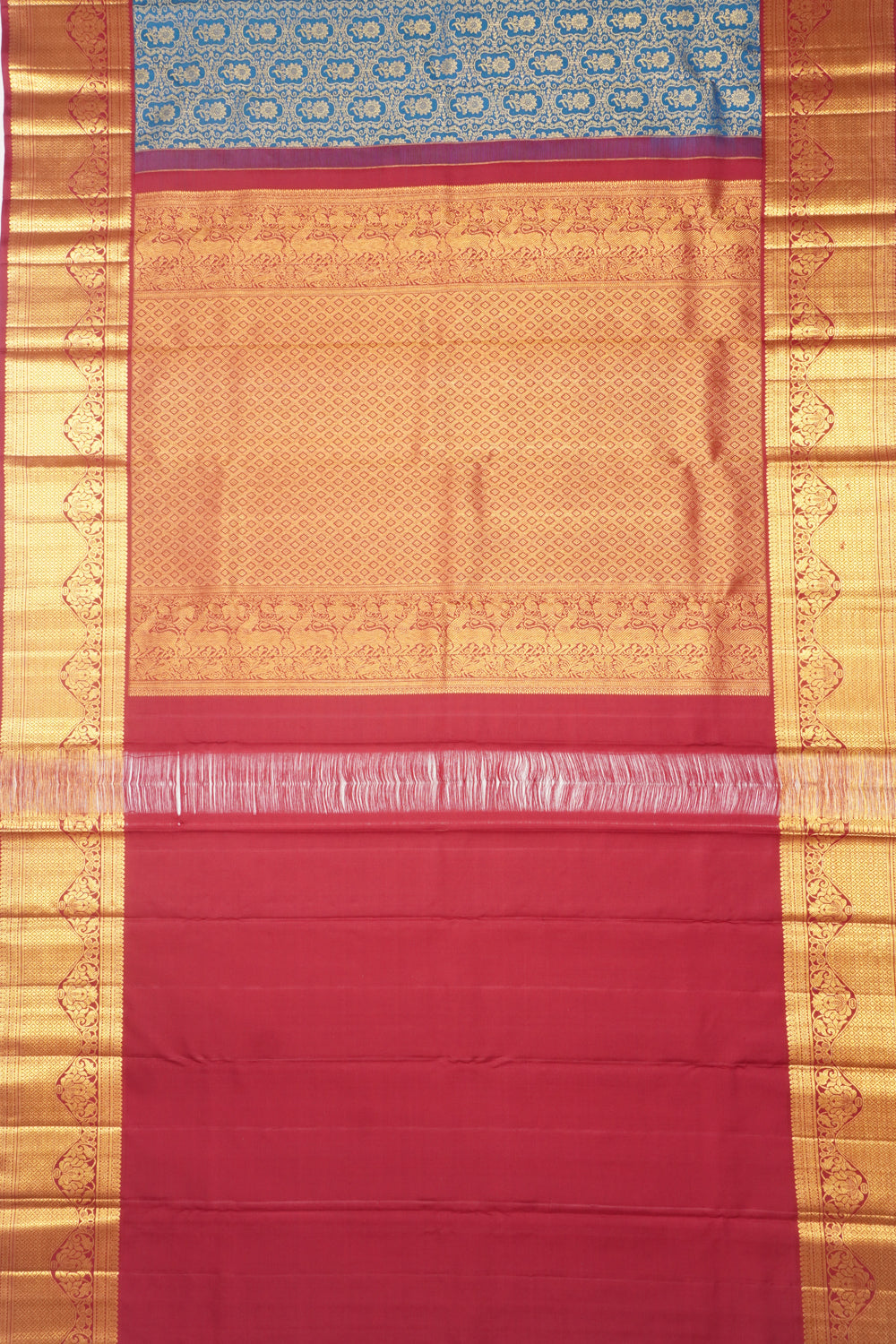Kanchipuram Silk Brocade Blue Saree