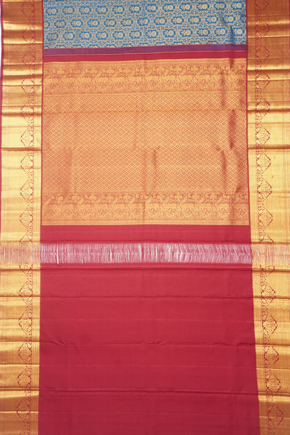 Kanchipuram Silk Brocade Blue Saree