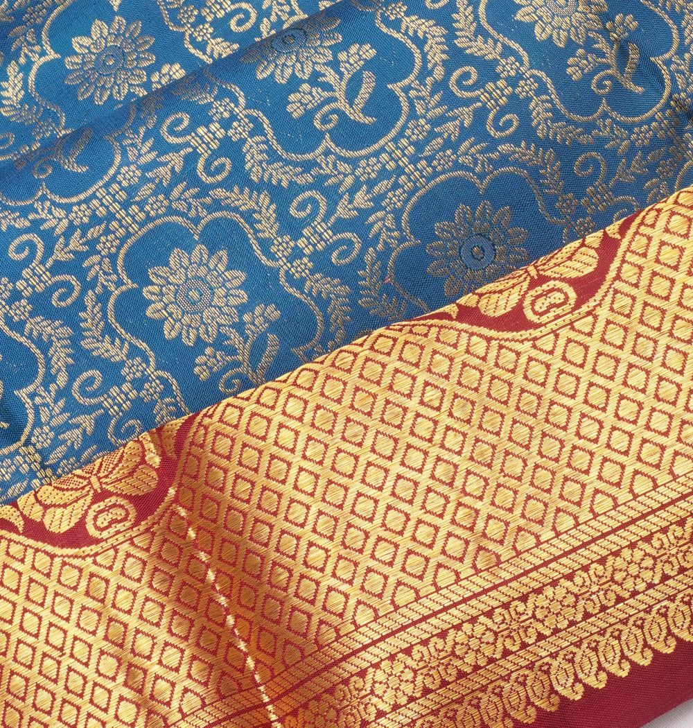 Kanchipuram Silk Brocade Blue Saree
