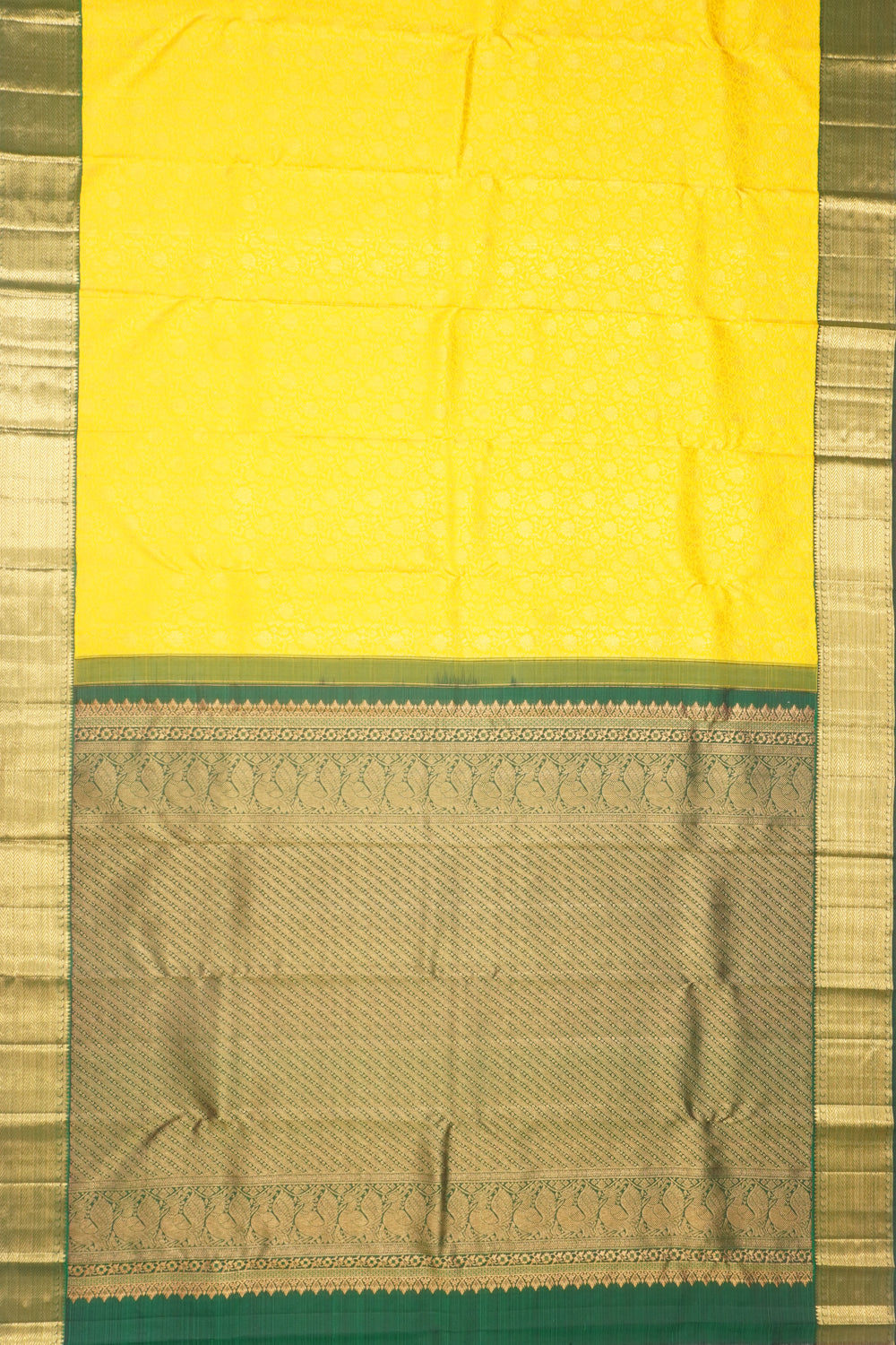 Kanchipuram Silk Brocade Yellow Saree