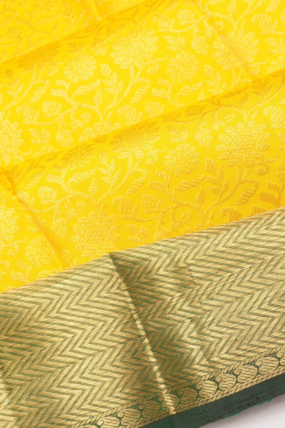 Kanchipuram Silk Brocade Yellow Saree