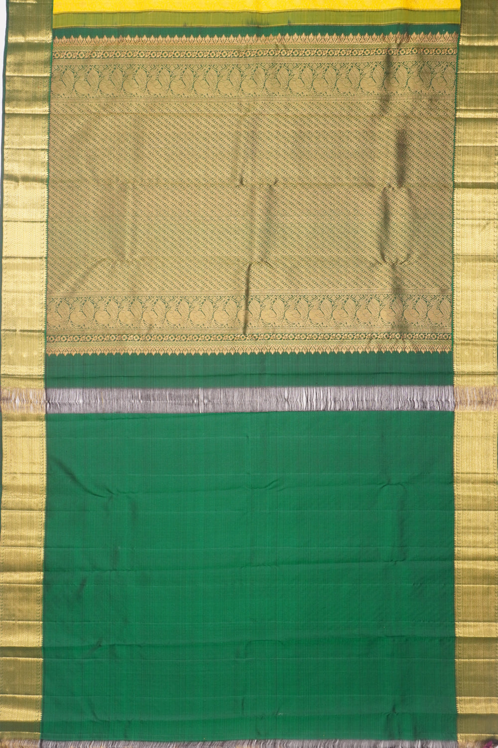 Kanchipuram Silk Brocade Yellow Saree