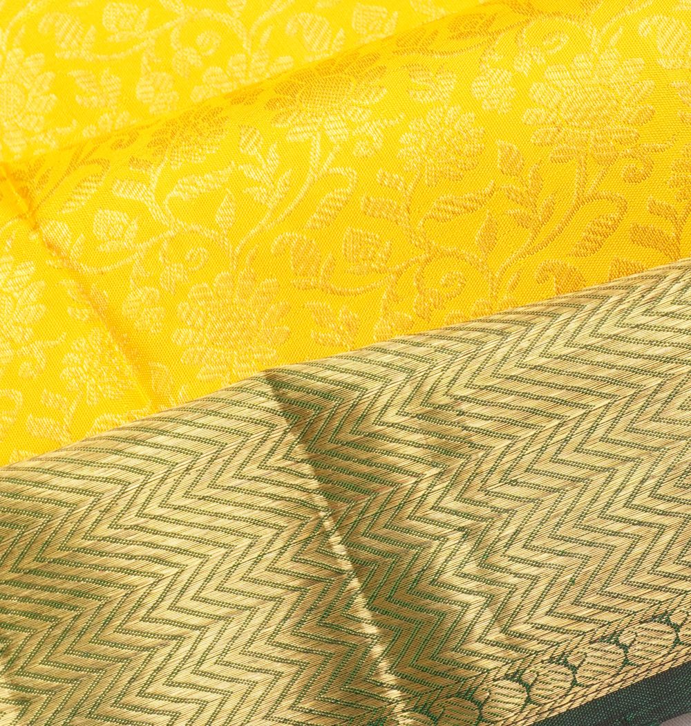 Kanchipuram Silk Brocade Yellow Saree