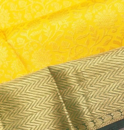 Kanchipuram Silk Brocade Yellow Saree