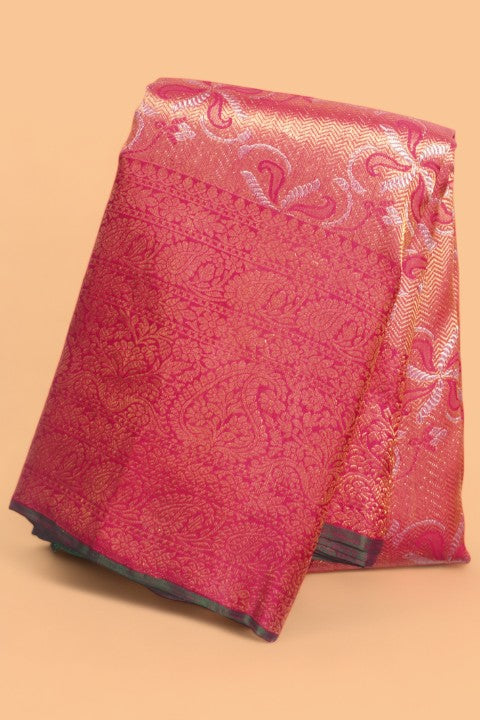 Kanchipuram Silk Brocade Pink Saree