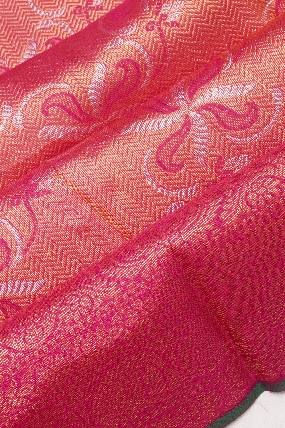 Kanchipuram Silk Brocade Pink Saree