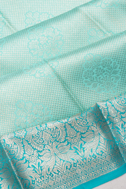 Kanchipuram Silk Brocade Sea Green Saree