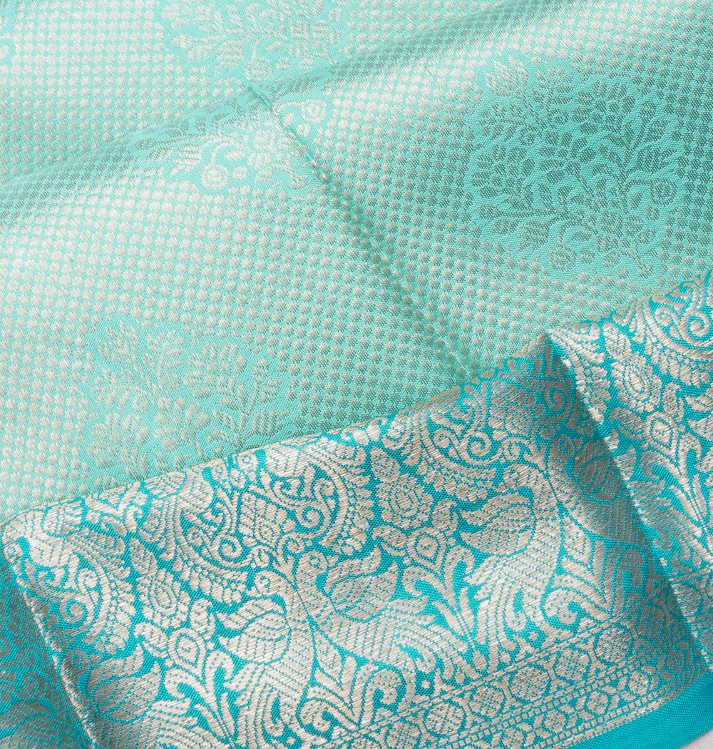 Kanchipuram Silk Brocade Sea Green Saree