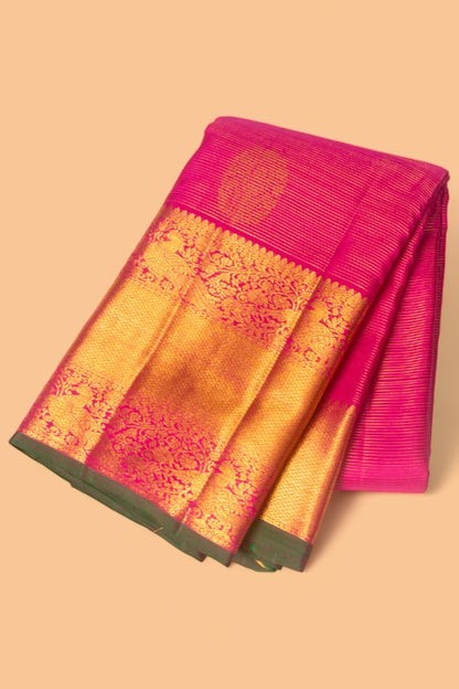 Kanchipuram Silk Lines And Butta Pink Saree