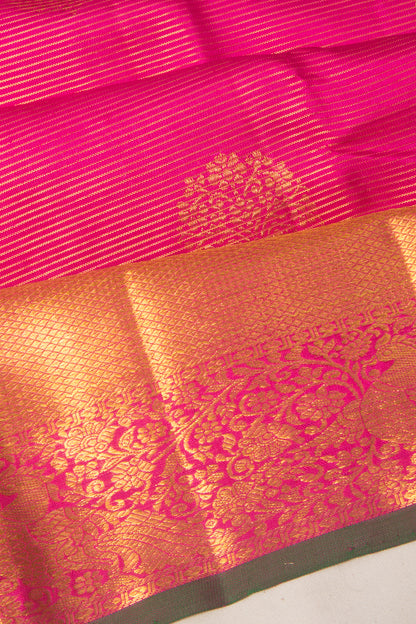 Kanchipuram Silk Lines And Butta Pink Saree