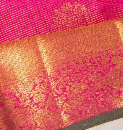 Kanchipuram Silk Lines And Butta Pink Saree