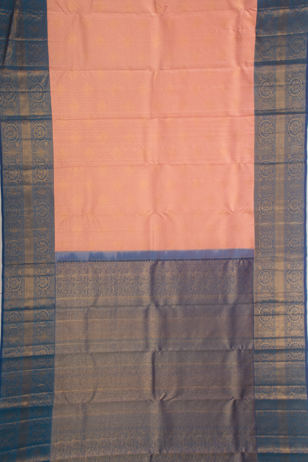Kanchipuram Silk Brocade Peach Saree