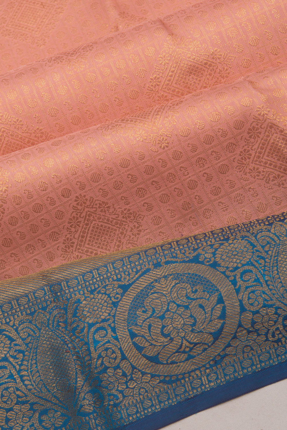 Kanchipuram Silk Brocade Peach Saree