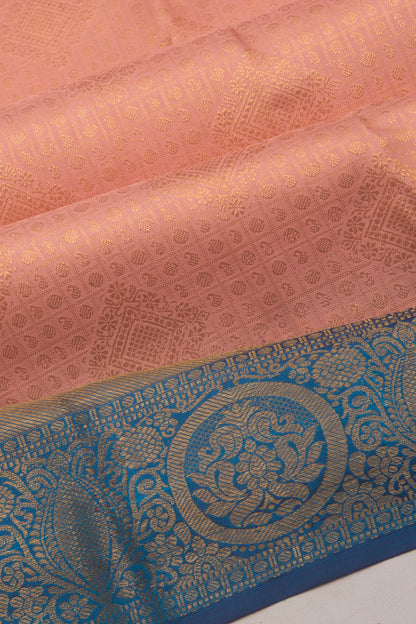 Kanchipuram Silk Brocade Peach Saree