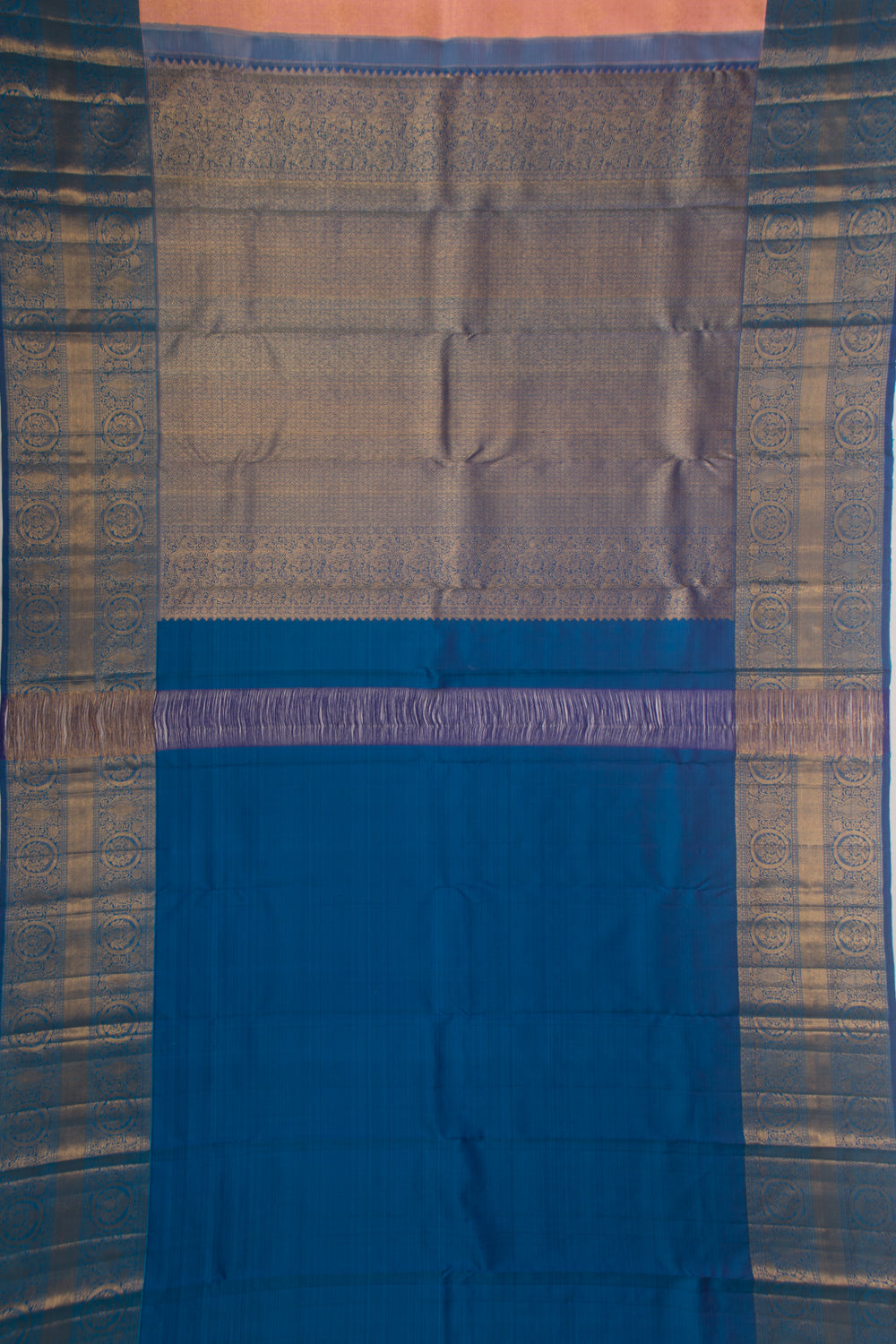 Kanchipuram Silk Brocade Peach Saree