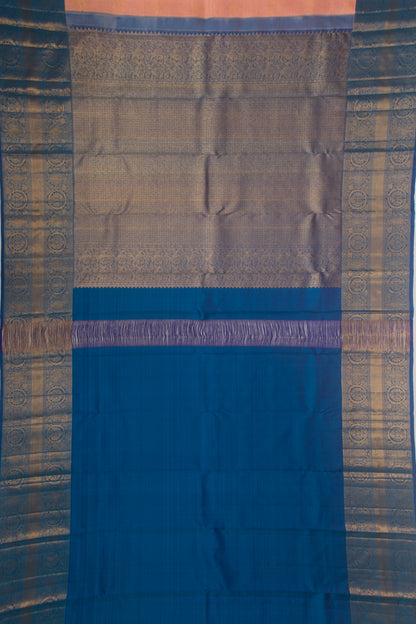 Kanchipuram Silk Brocade Peach Saree