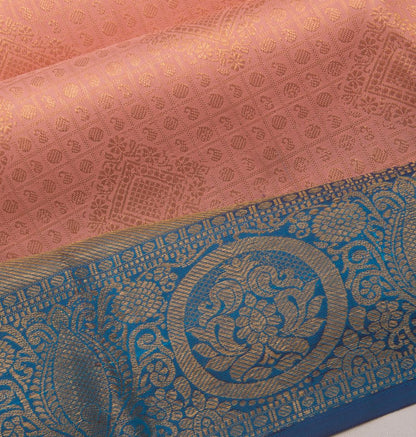Kanchipuram Silk Brocade Peach Saree