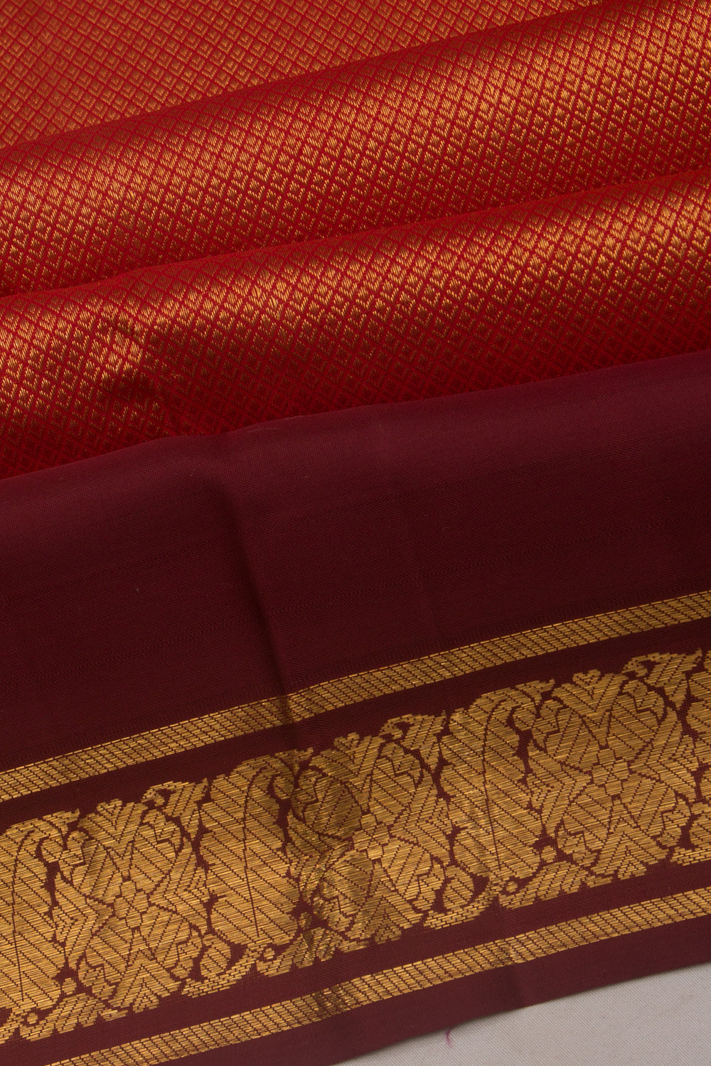 Kanchipuram Silk Brocade Red Saree