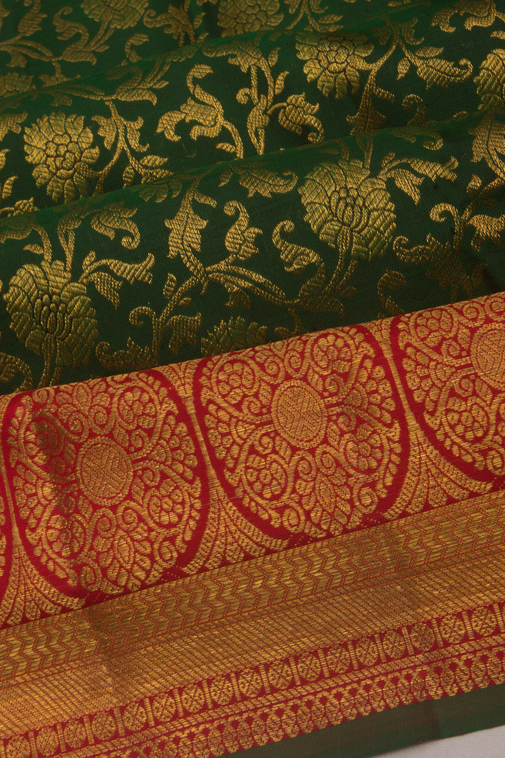 Kanchipuram Silk Brocade Green Saree