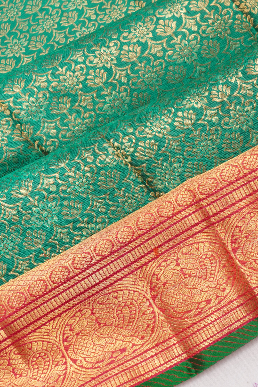 Kanchipuram Silk Brocade Dark Green Saree