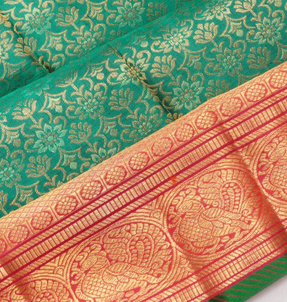 Kanchipuram Silk Brocade Dark Green Saree