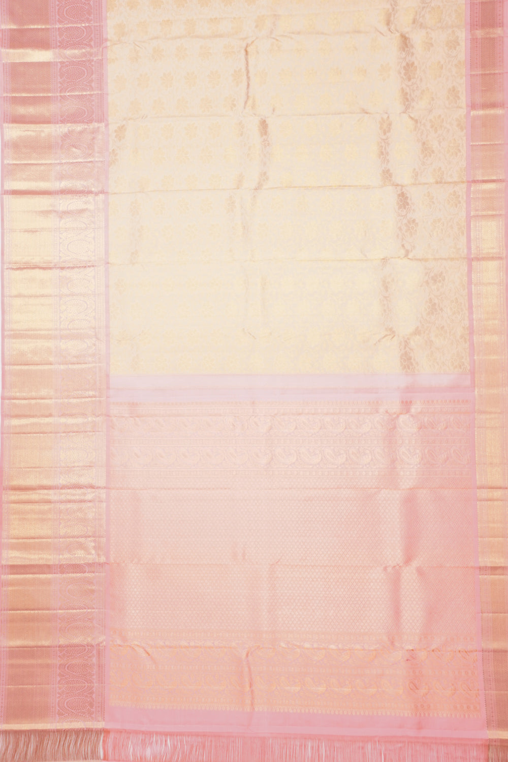 Kanchipuram Silk Brocade Cream Saree