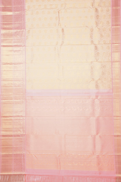 Kanchipuram Silk Brocade Cream Saree