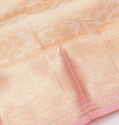 Kanchipuram Silk Brocade Cream Saree