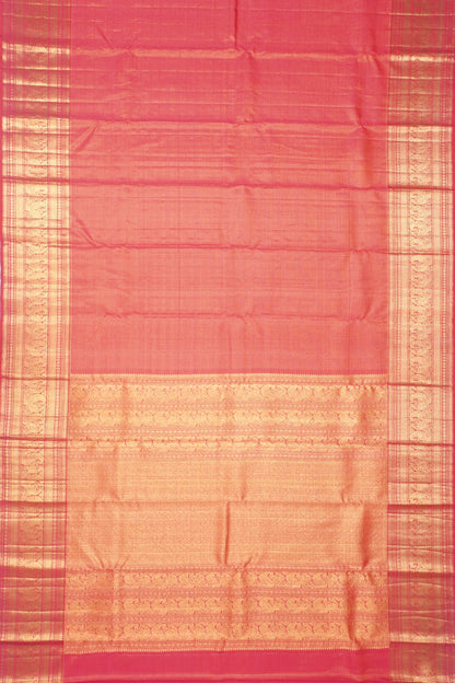 Kanchipuram Silk Checks Pink Saree