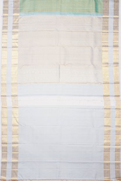 Kanchipuram Silk Criss Cross Checks Sea Green Saree