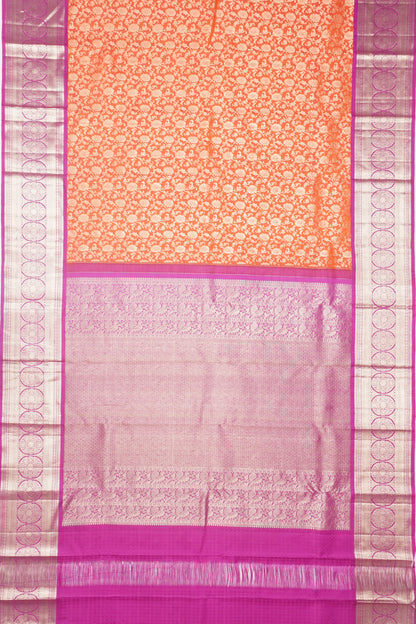 Kanchipuram Silk Brocade Orange Saree