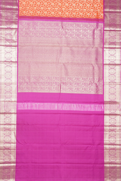 Kanchipuram Silk Brocade Orange Saree