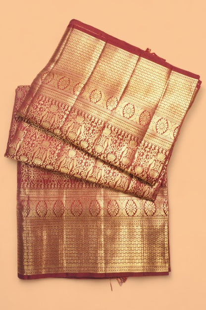 Kanchipuram Silk Brocade Maroon Saree