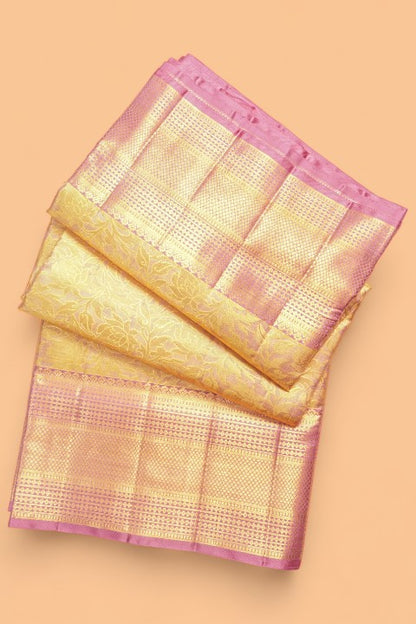 Kanchipuram Silk Tissue Brocade Pink Saree