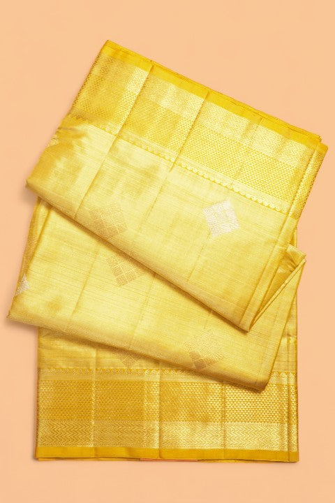 Kanchipuram Silk Tissue Butta Gold Saree