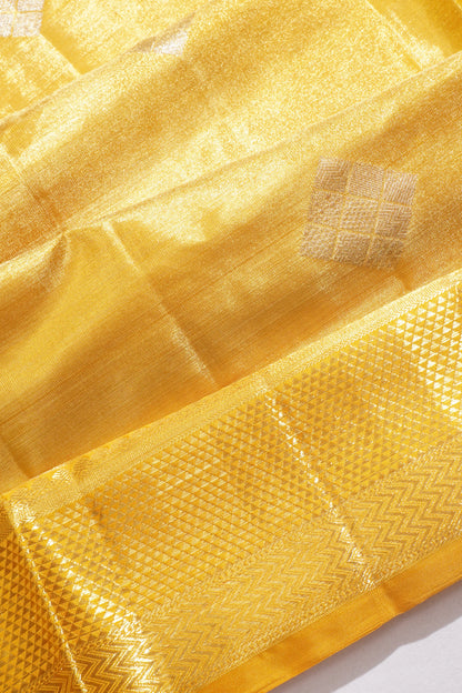 Kanchipuram Silk Tissue Butta Gold Saree
