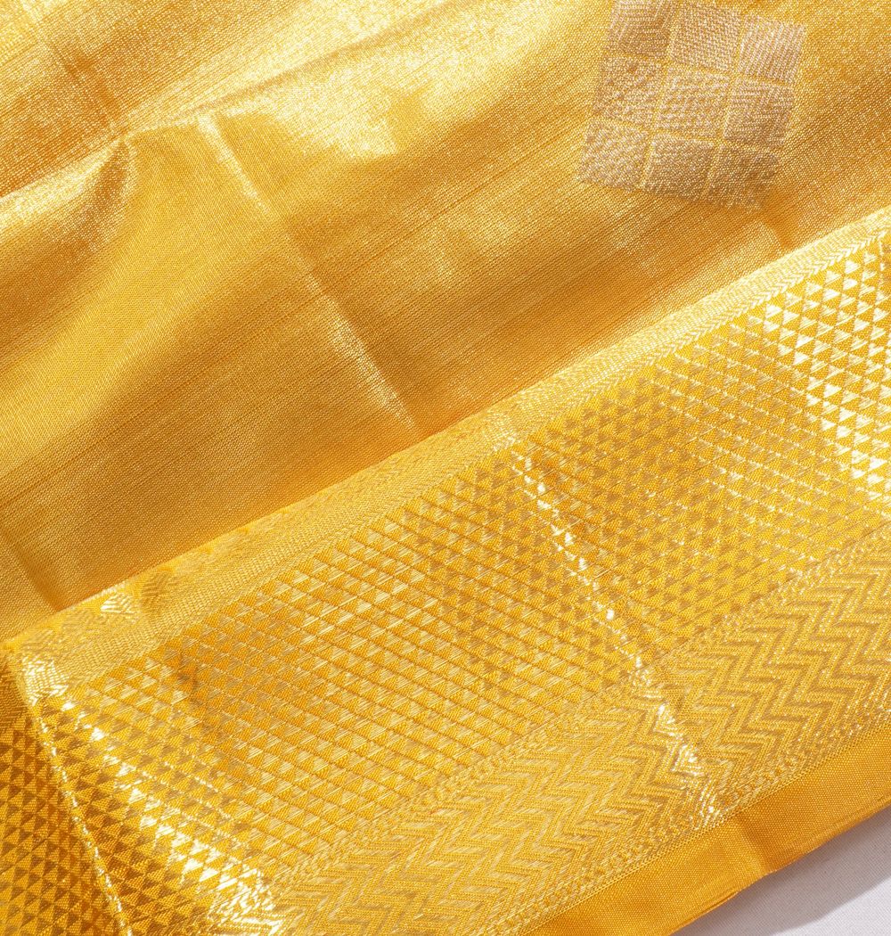 Kanchipuram Silk Tissue Butta Gold Saree