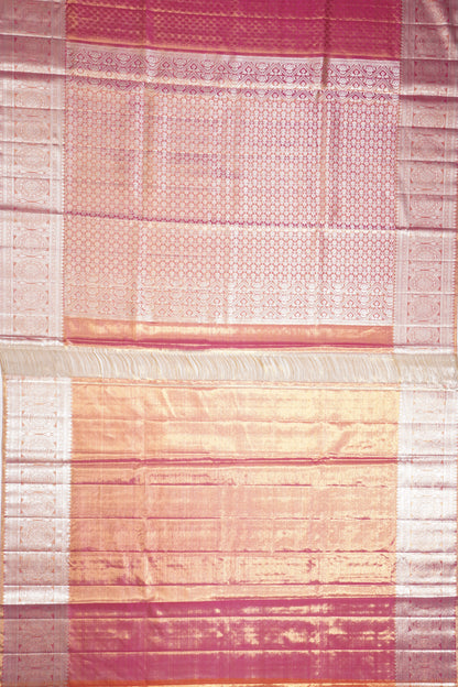 Kanchipuram Silk Tissue Brocade Pink Saree