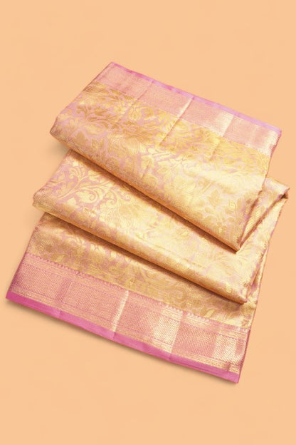 Kanchipuram Silk Tissue Brocade Pink Saree