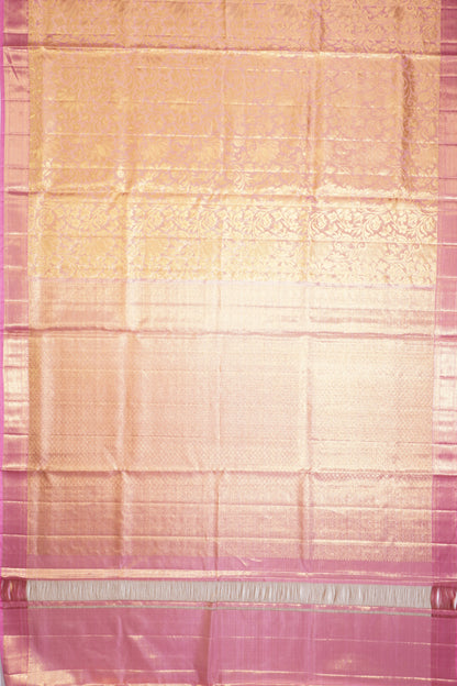 Kanchipuram Silk Tissue Brocade Pink Saree