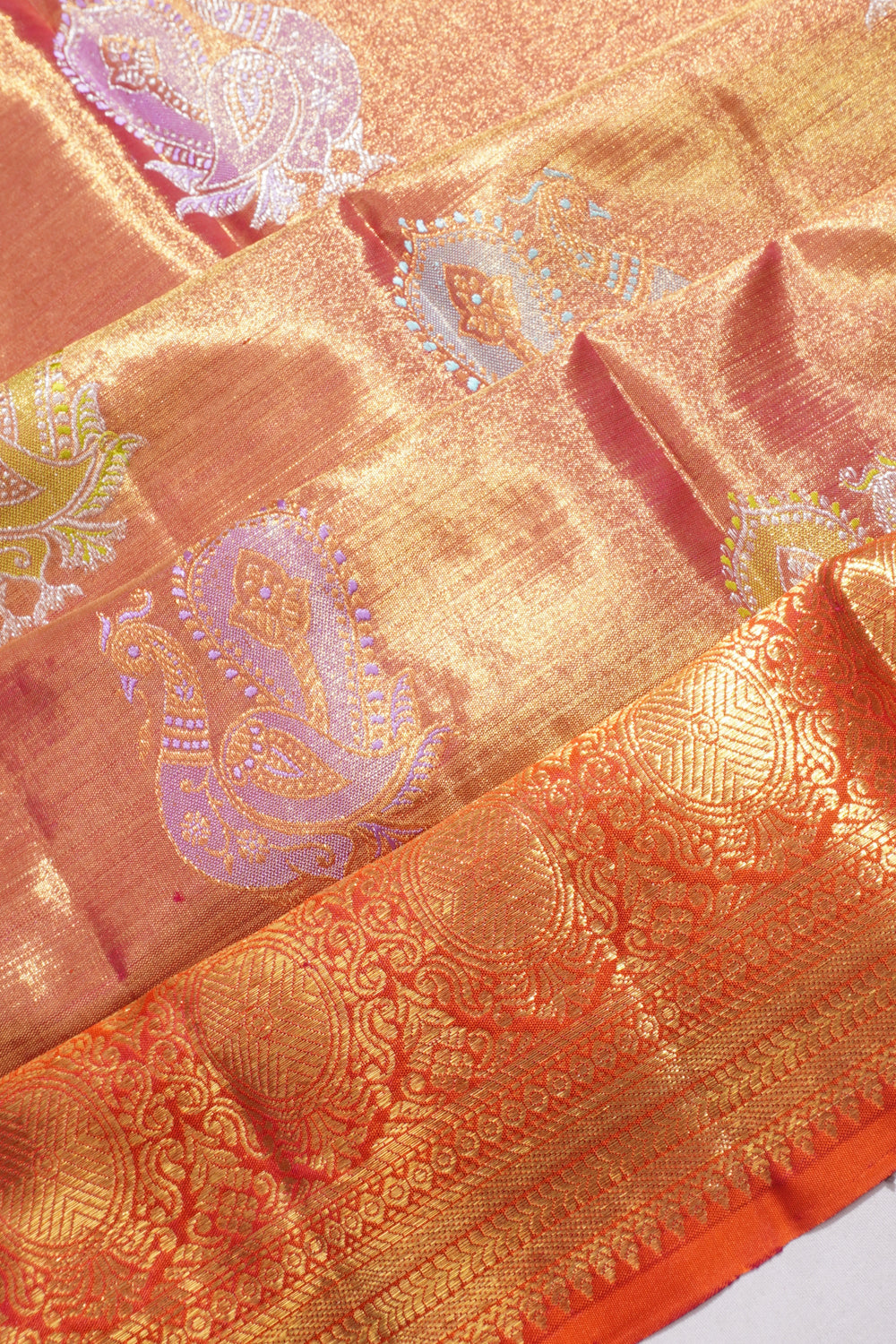 Kanchipuram Silk Tissue Butta Pink Saree