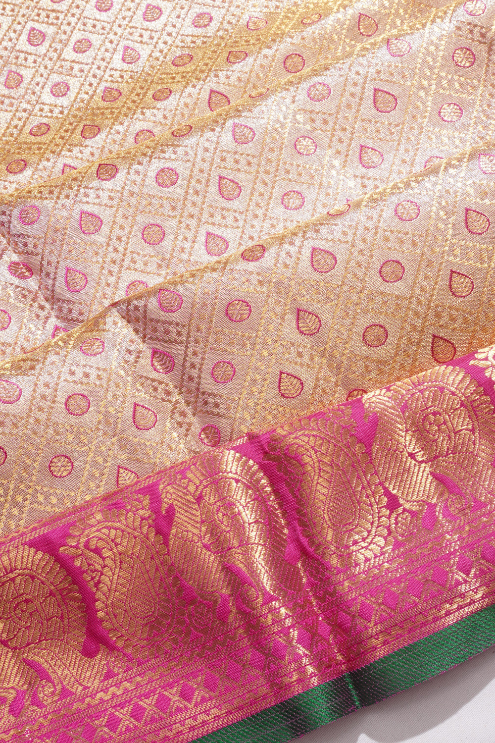 Kanchipuram Silk Tissue Brocade Gold Saree