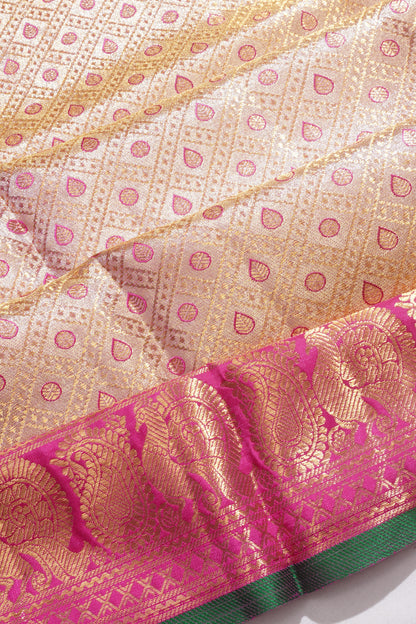 Kanchipuram Silk Tissue Brocade Gold Saree