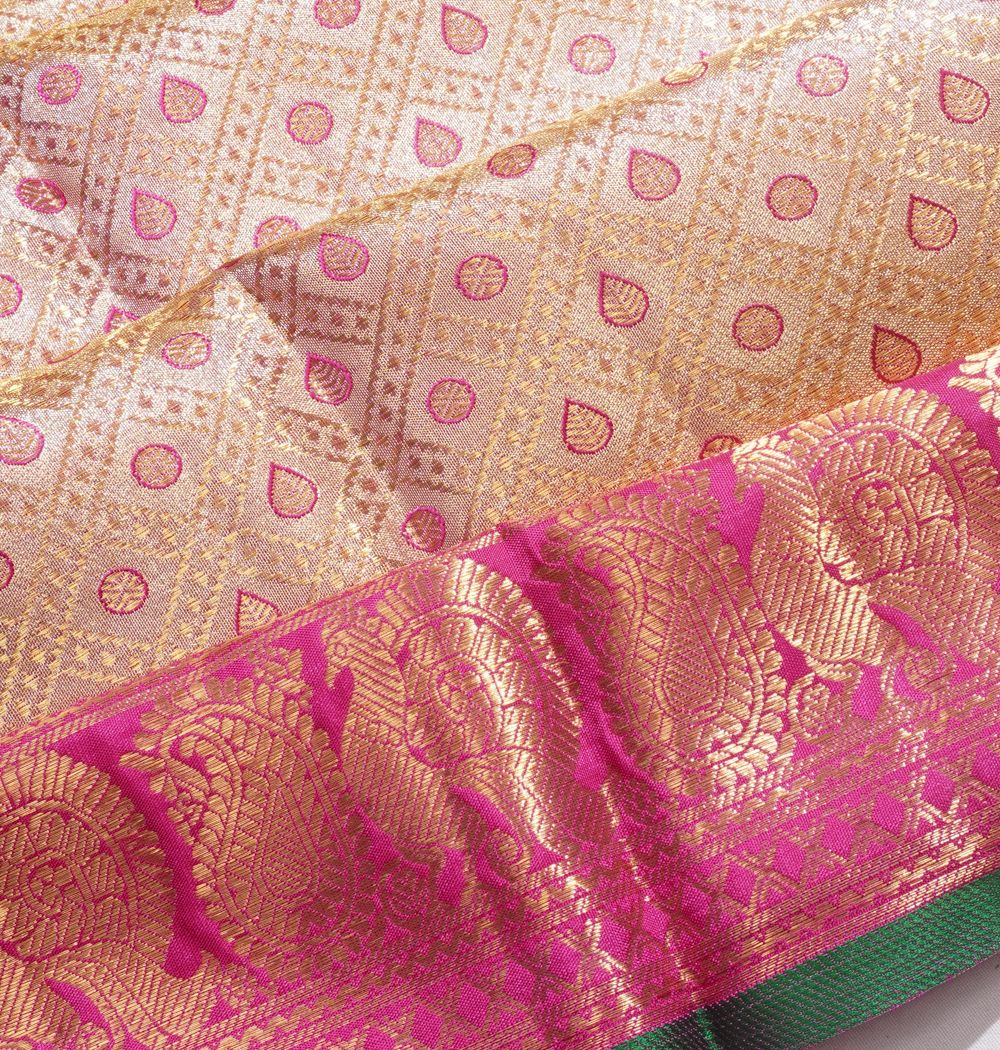 Kanchipuram Silk Tissue Brocade Gold Saree