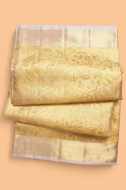 Kanchipuram Silk Tissue Brocade Gold Saree