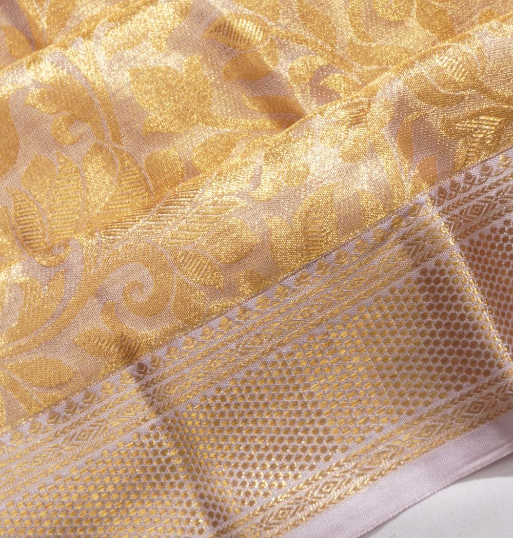 Kanchipuram Silk Tissue Brocade Gold Saree