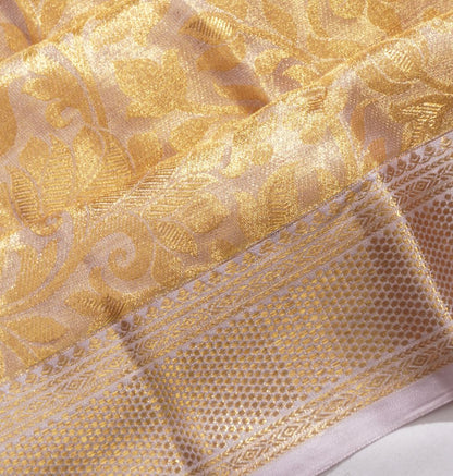 Kanchipuram Silk Tissue Brocade Gold Saree