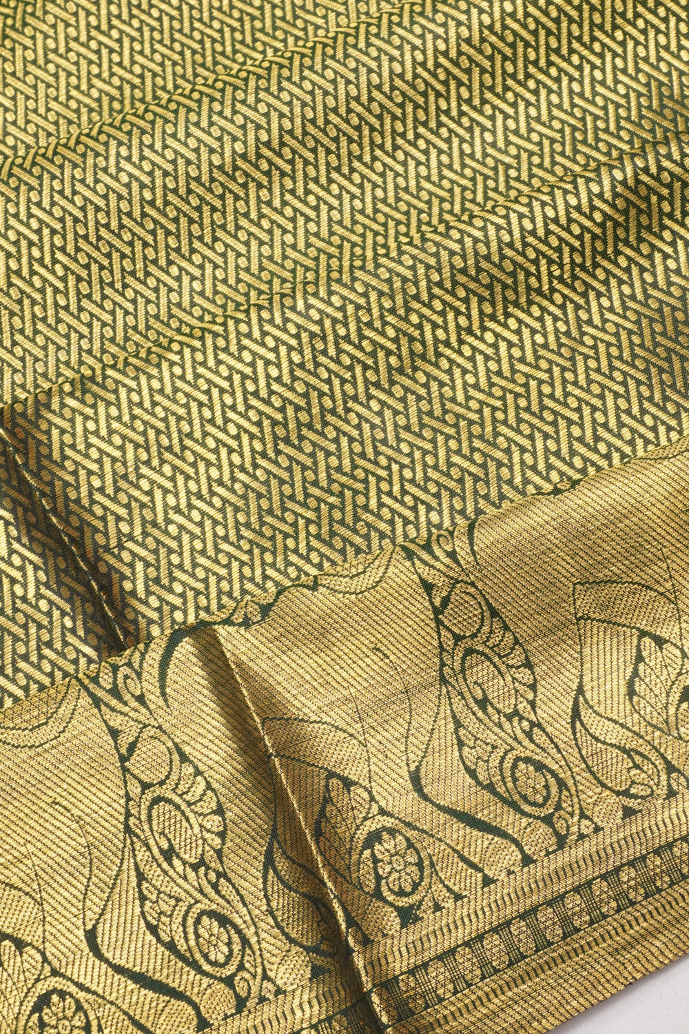 Kanchipuram Silk Brocade Dark Green Saree